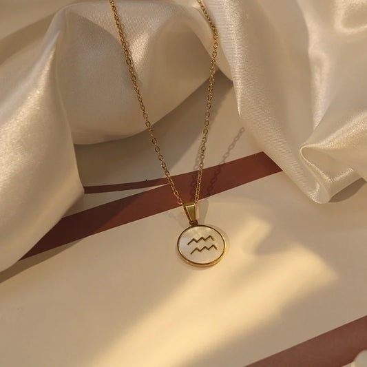 zodiac aquarius 18k plated necklace