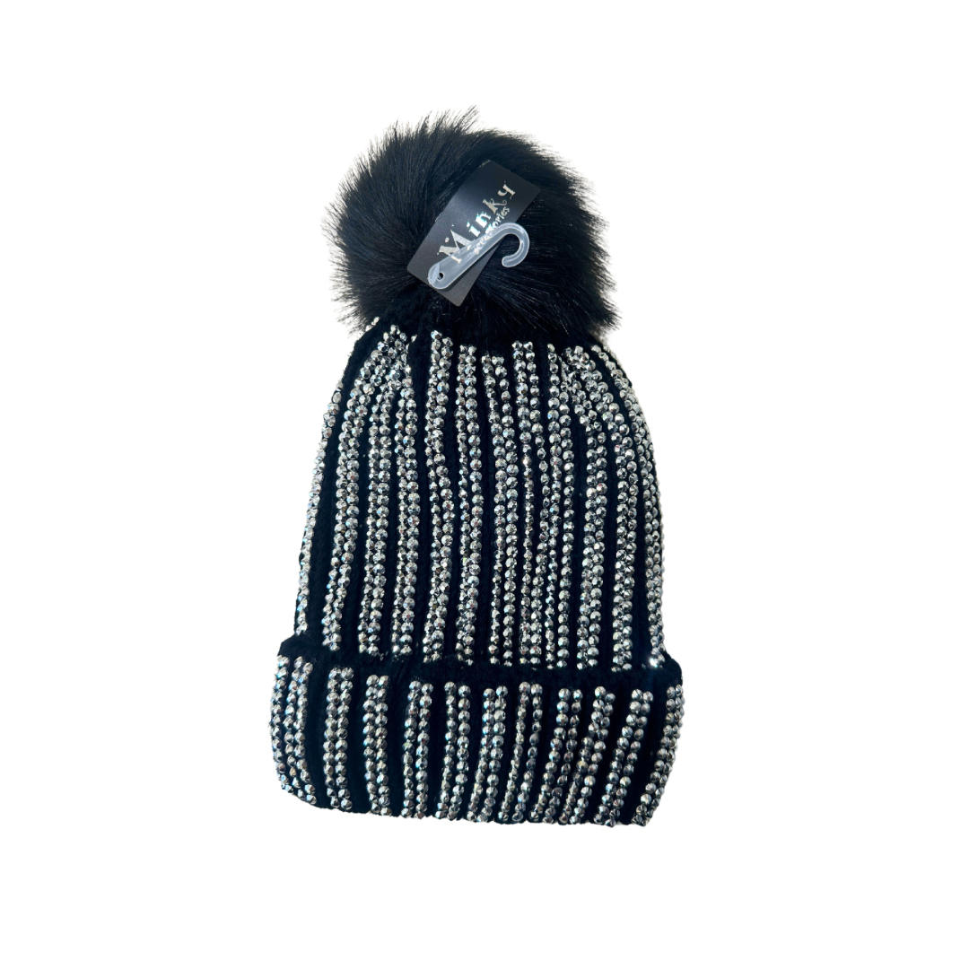 Black bling winter hat