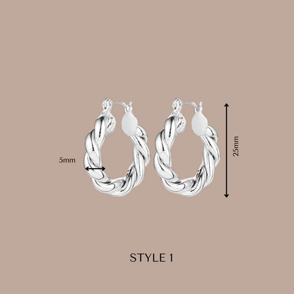 Fashion Hoops Silver Plated