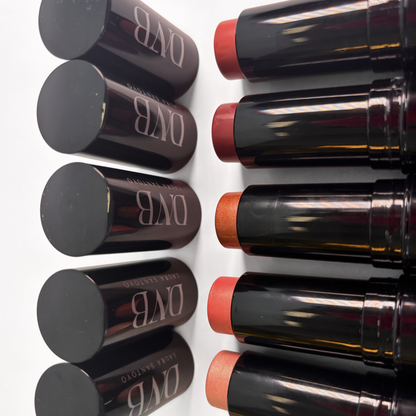 Set of lipsticks with visible brand name on a white background