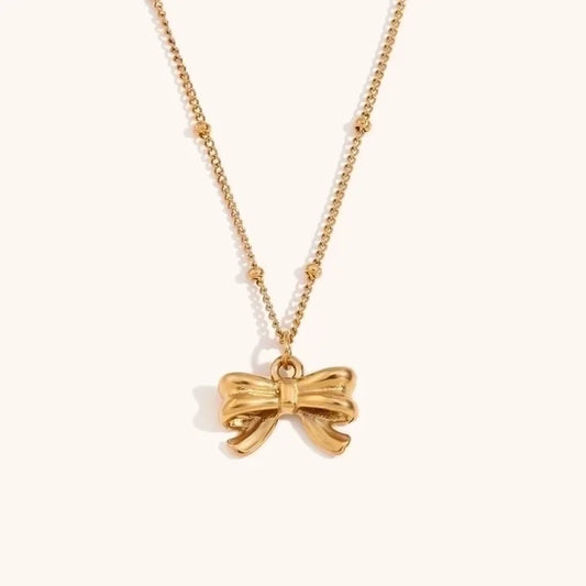 Golden Hour Bow Beaded Necklace