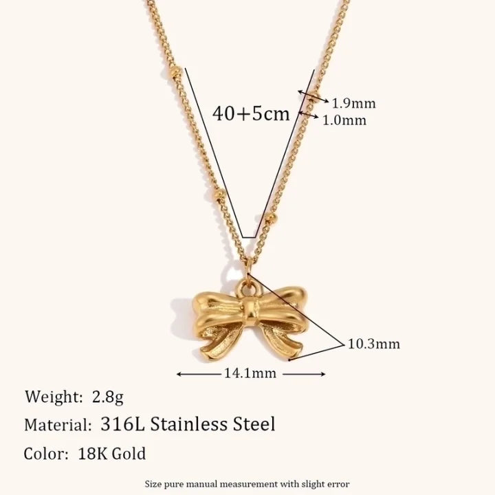Golden Hour Bow Beaded Necklace