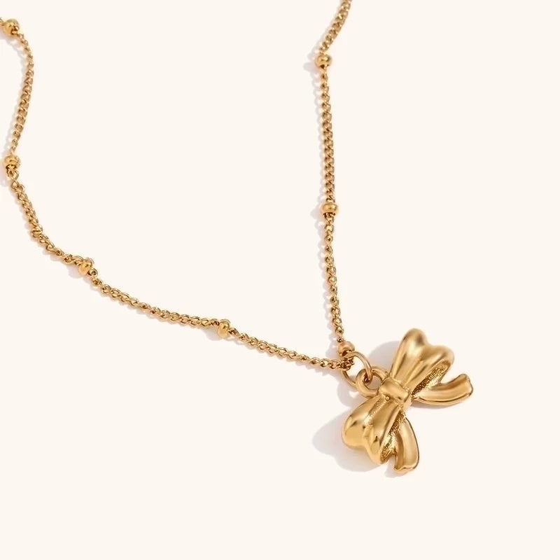 Golden Hour Bow Beaded Necklace