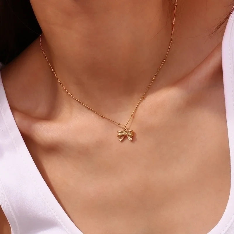 Golden Hour Bow Beaded Necklace