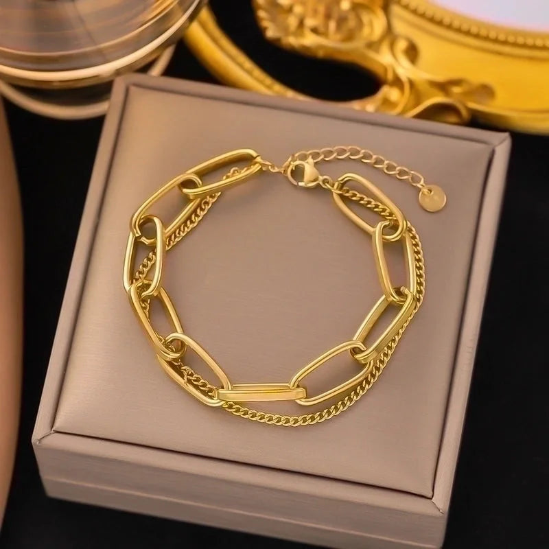 Double Layer Chain Link Bracelet 18k