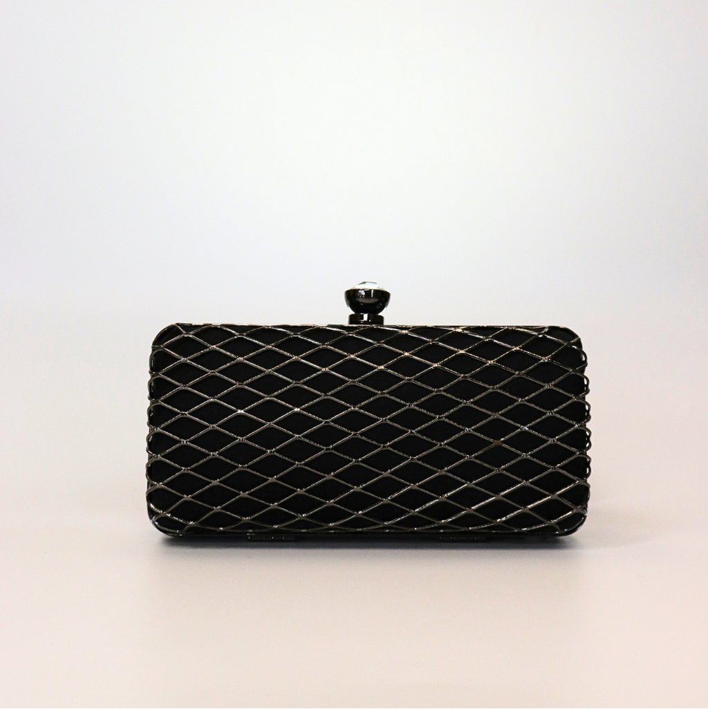 Black wired evening bag