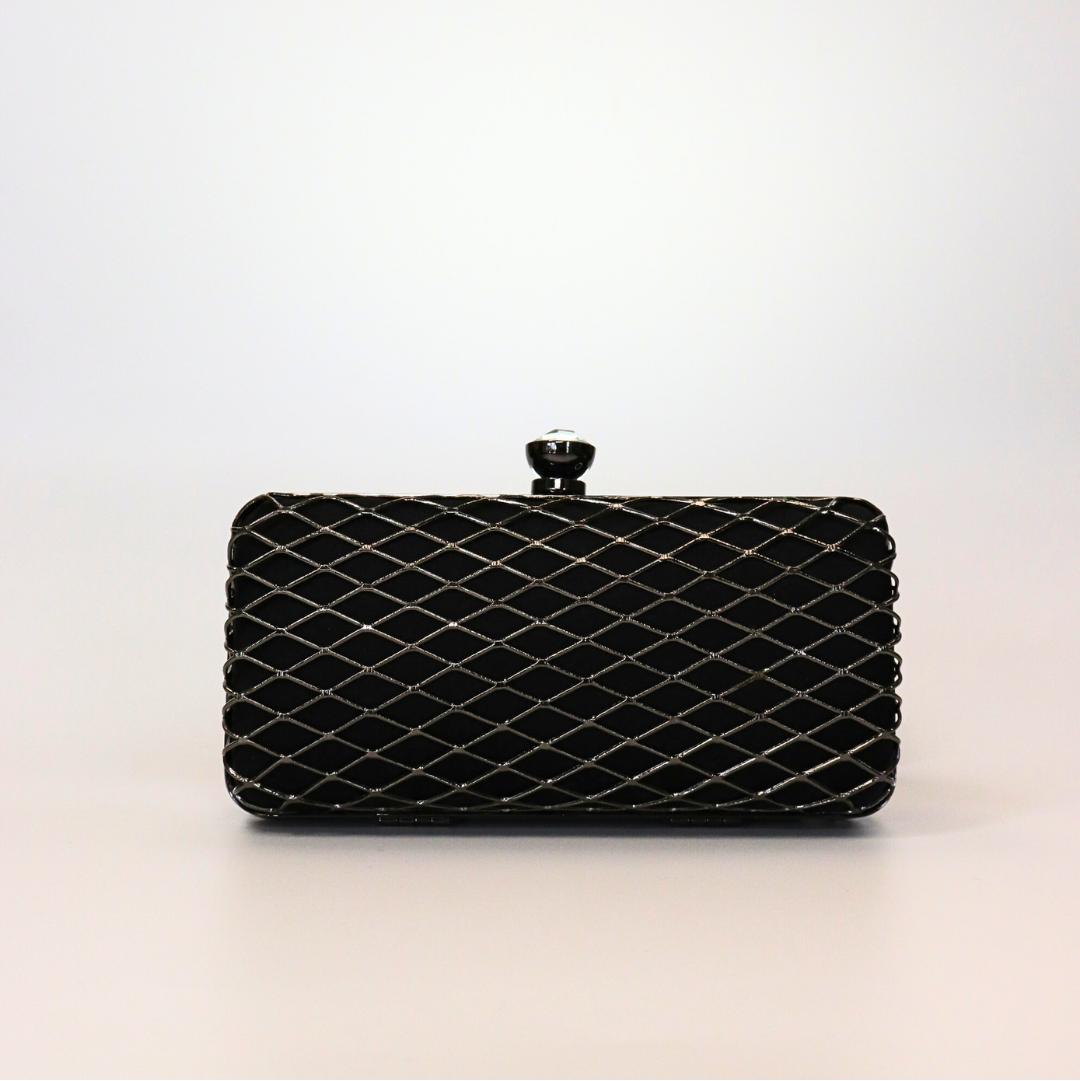 Black wired evening bag
