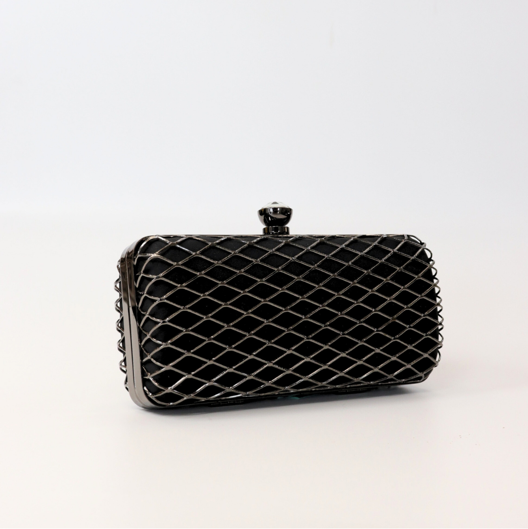 Black wired evening bag