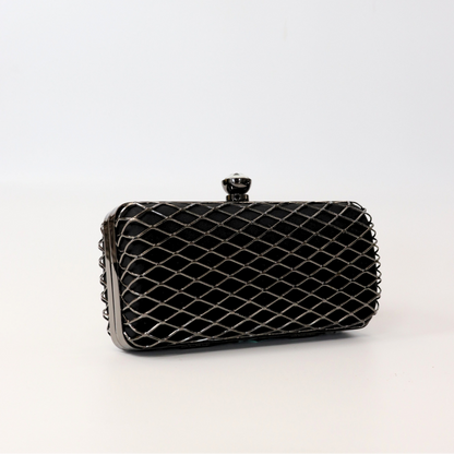 Black wired evening bag