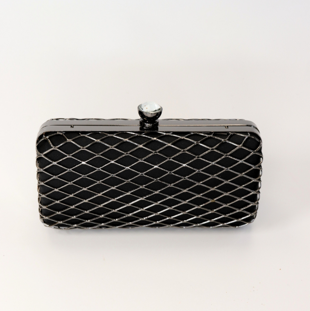 Black wired evening bag