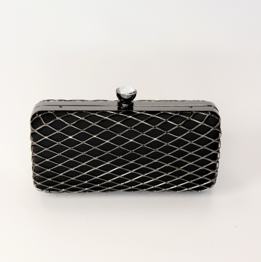 Black wired evening bag