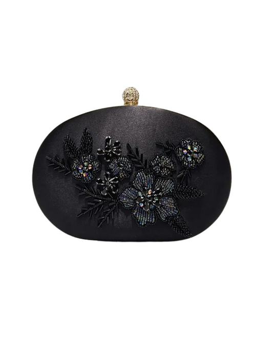 Black Vintage Embroidered Clutch