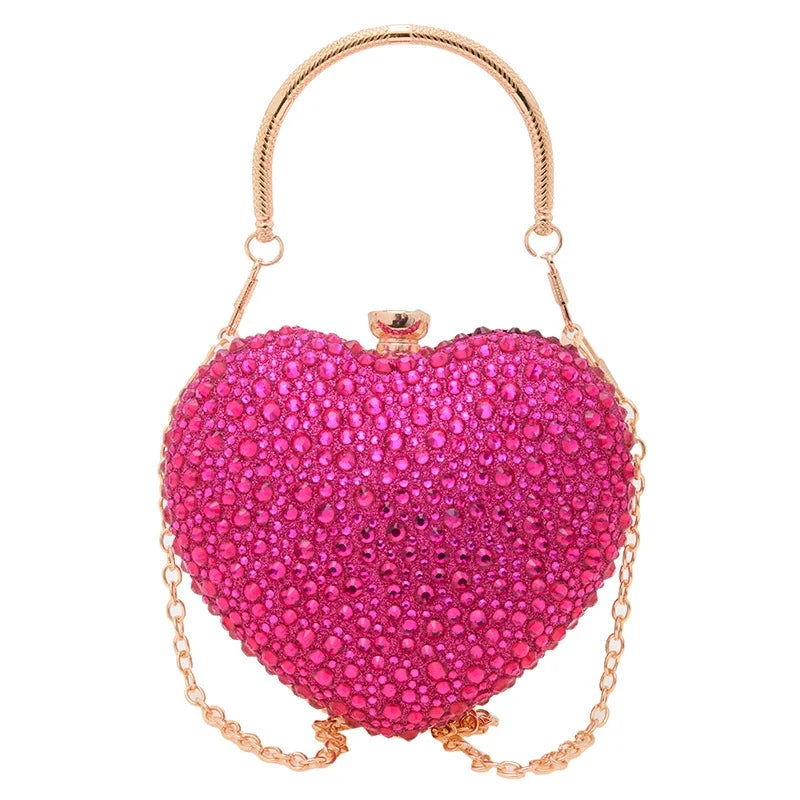 heart bling purse clutch valentines hot pink