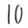 Jet Black Crystal Hoops